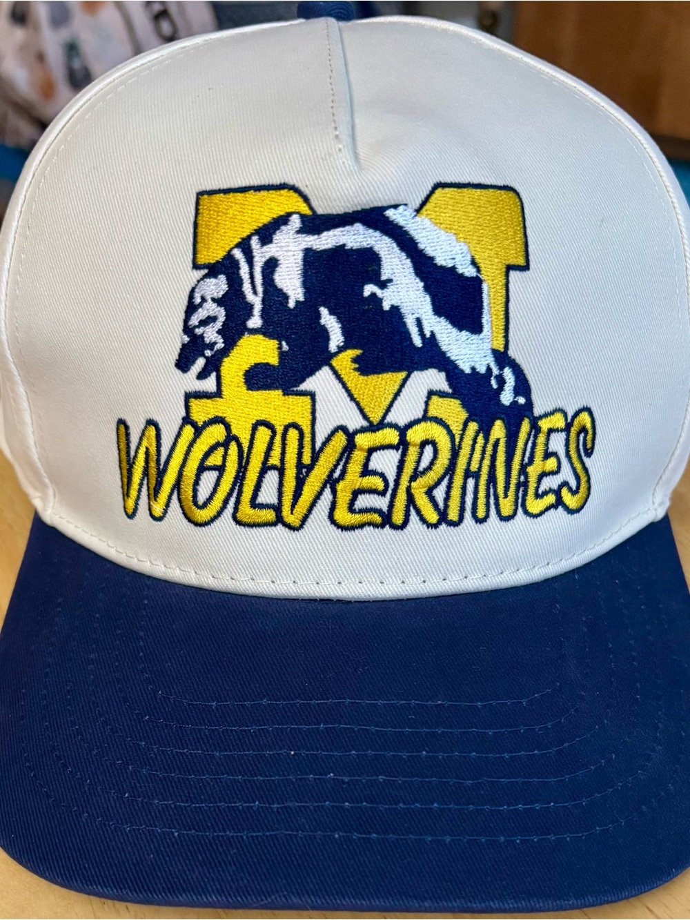 Wolverines Embroidered Trucker Cap - White & Navy